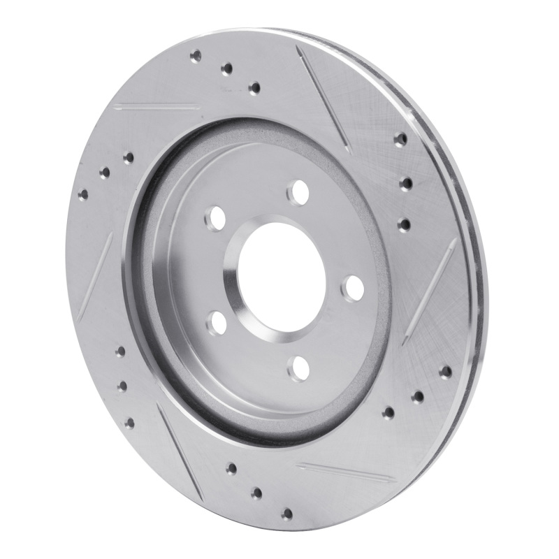 Ford Thunderbird Brake Rotor (1) - Rear Left - R1 Concepts - Drilled & Slotted - Silver - `00-`06